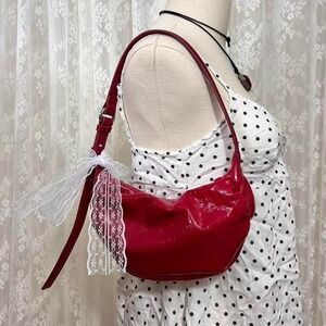 Zara‎ Red Faux Leather Shoulder Bag Small Going Out Glam Statement